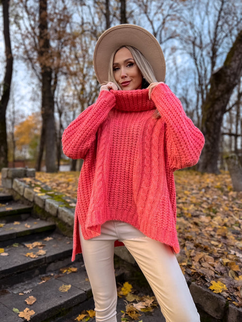 ELYNDI extended wool sweater - CORAL PRE-ORDER